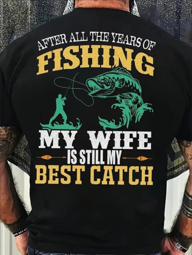 Vibrant fishing graphic print crew neck t-shirt for men – breathable summer outdoor wear