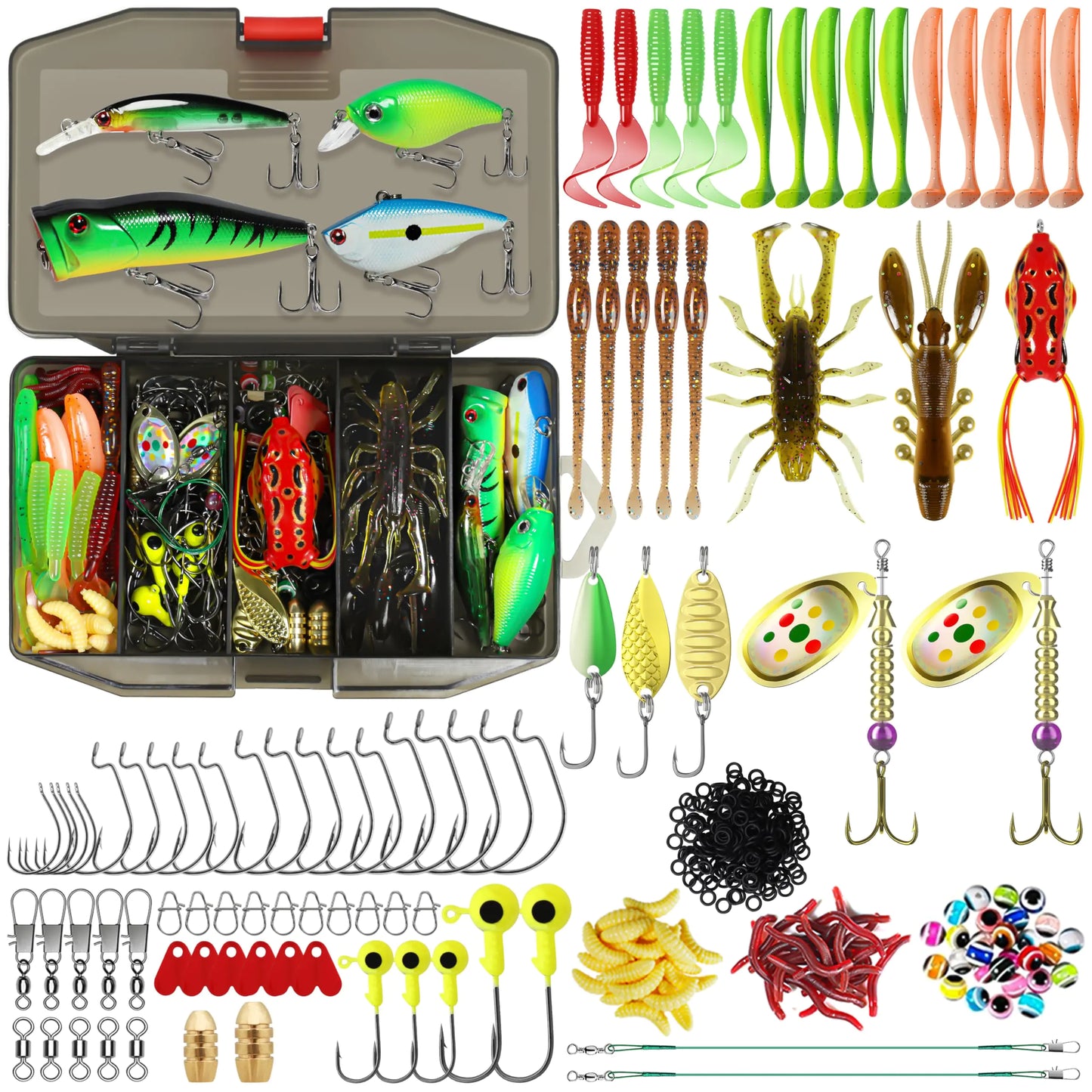 TRUSCEND 110pcs Fishing Lure & Tackle Kit – All in One – E-110pcs Lures Kit Fishing Gear by SbrTnHomes