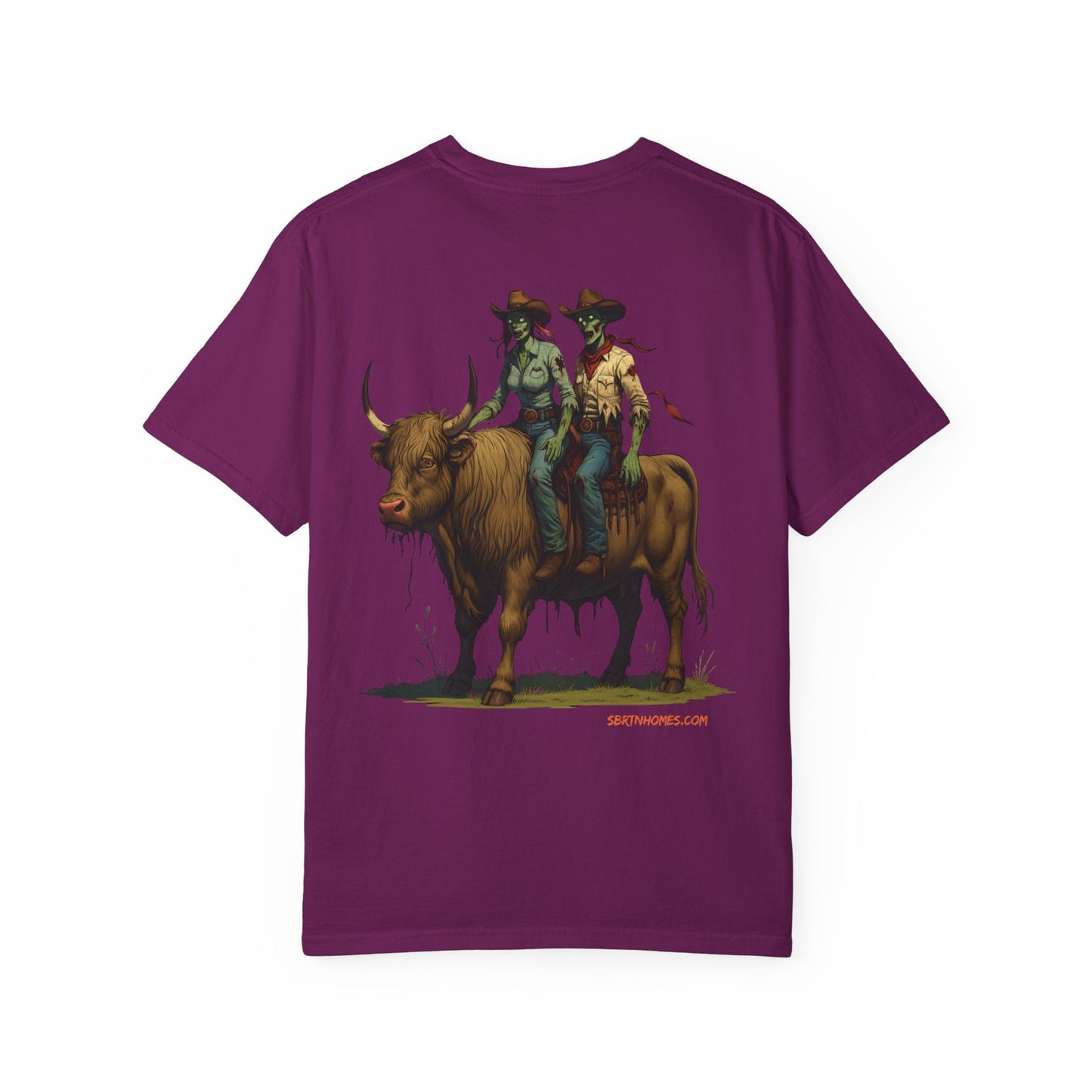 Zombie Cowboy Couple Tee – Undead Romance in the Wild West | Halloween Shirts – Black T-Shirt for Casual Outfit Idea (41 view)
