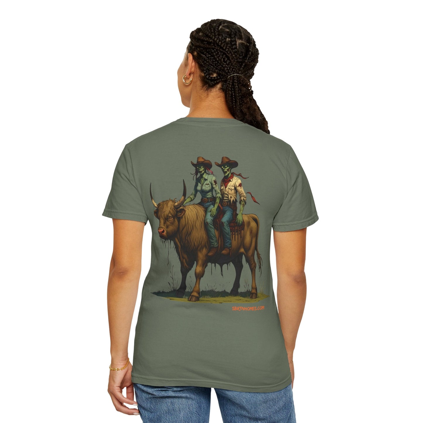 Zombie Cowboy Couple Tee – Undead Romance in the Wild West | Halloween Shirts – Black T-Shirt by Printify