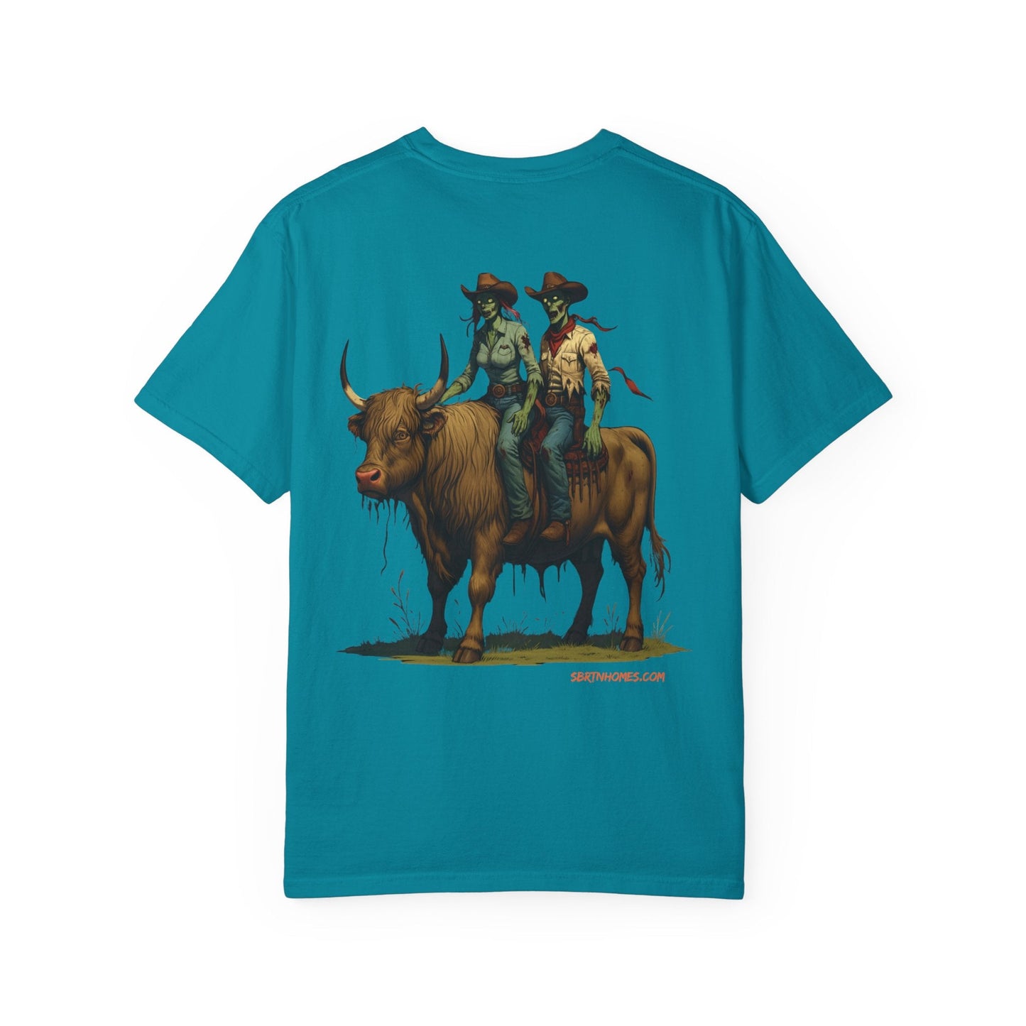 Zombie Cowboy Couple Tee – Undead Romance in the Wild West | Halloween Shirts – Black T-Shirt for Casual Outfit Idea (23 view)