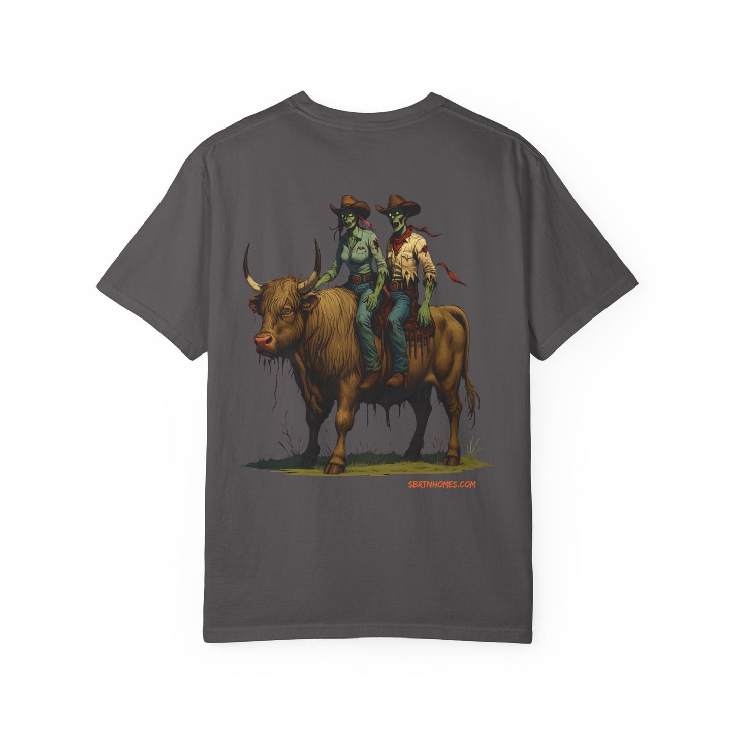Zombie Cowboy Couple Tee – Undead Romance in the Wild West | Halloween Shirts – Black T-Shirt for Casual Outfit Idea (32 view)