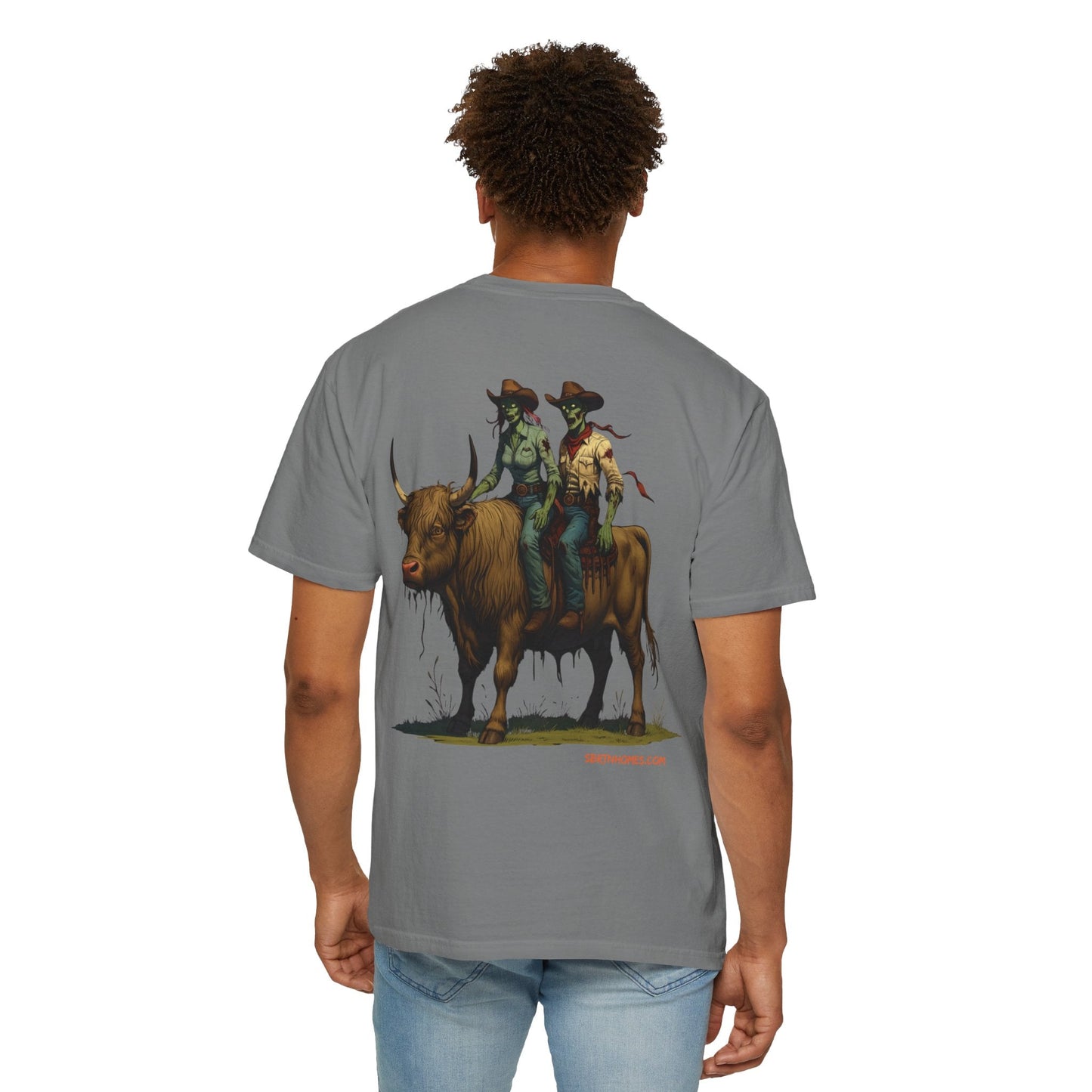 Zombie Cowboy Couple Tee – Undead Romance in the Wild West | Halloween Shirts – Black T-Shirt by Printify