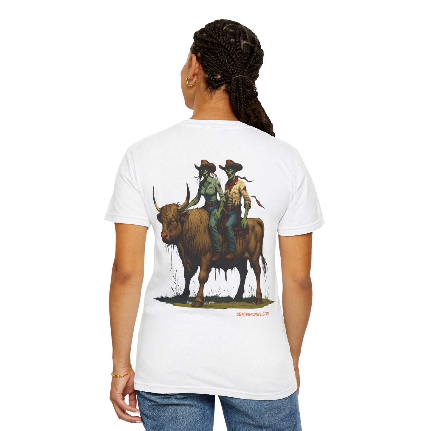 Zombie Cowboy Couple Tee – Undead Romance in the Wild West | Halloween Shirts – Black T-Shirt by Printify