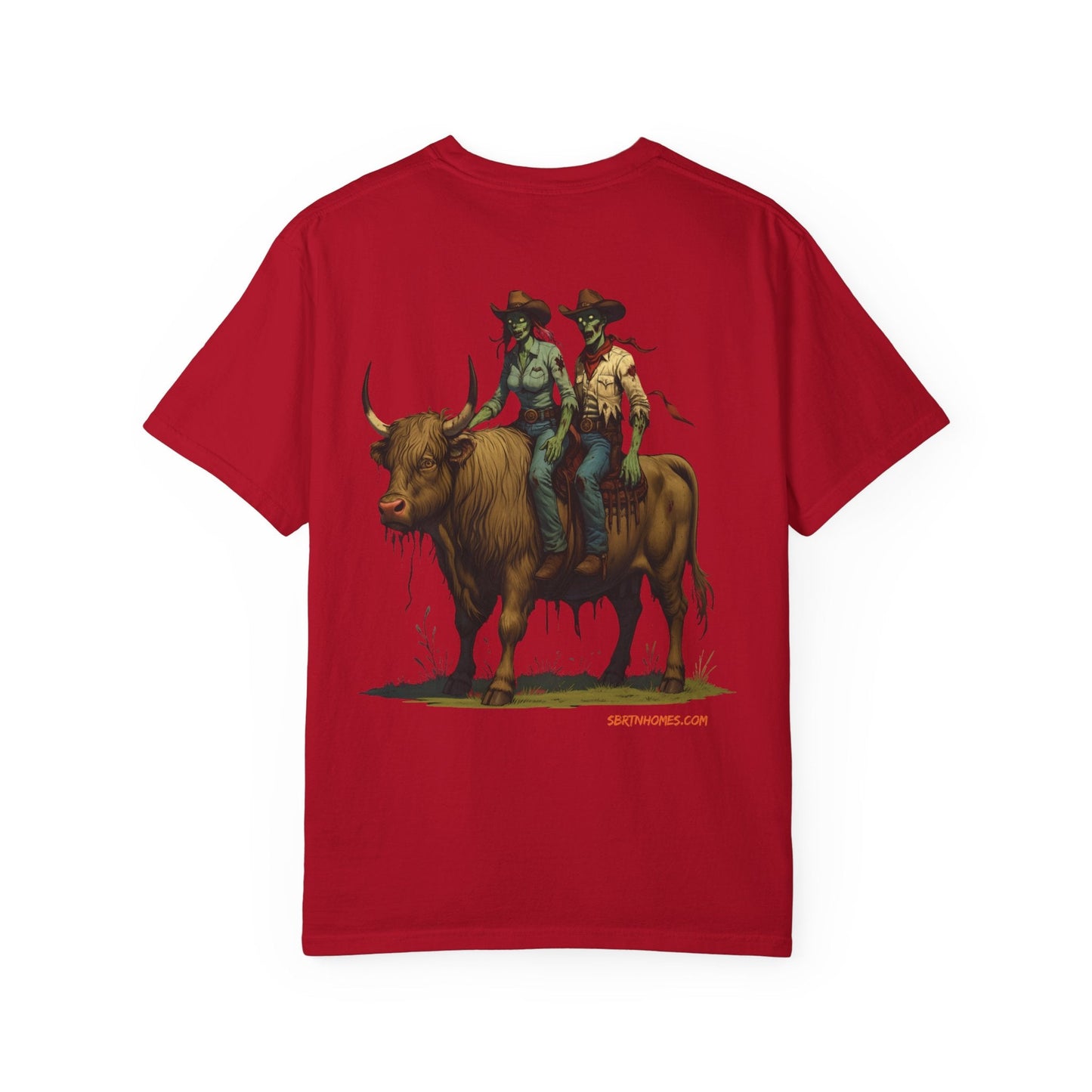 Zombie Cowboy Couple Tee – Undead Romance in the Wild West | Halloween Shirts – Black T-Shirt for Casual Outfit Idea (47 view)
