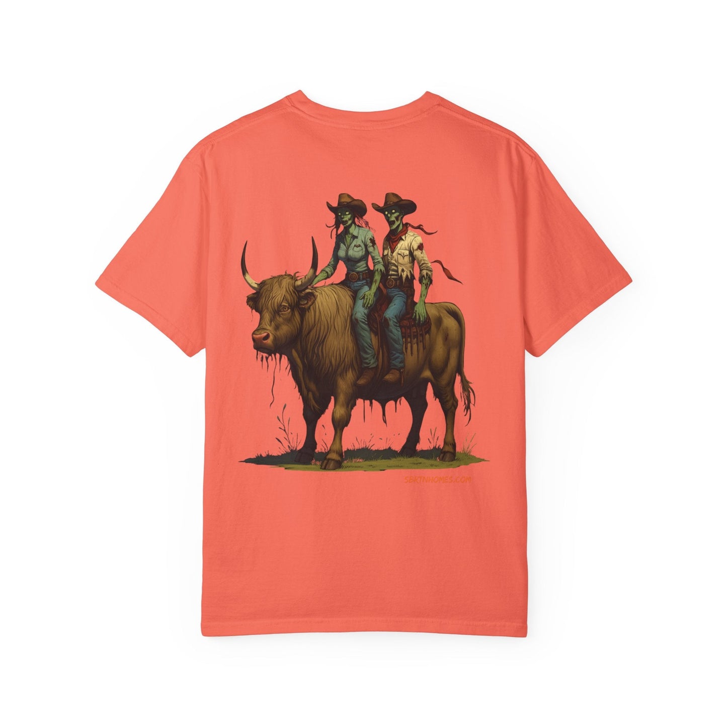 Zombie Cowboy Couple Tee – Undead Romance in the Wild West | Halloween Shirts – Black T-Shirt for Casual Outfit Idea (1 view)