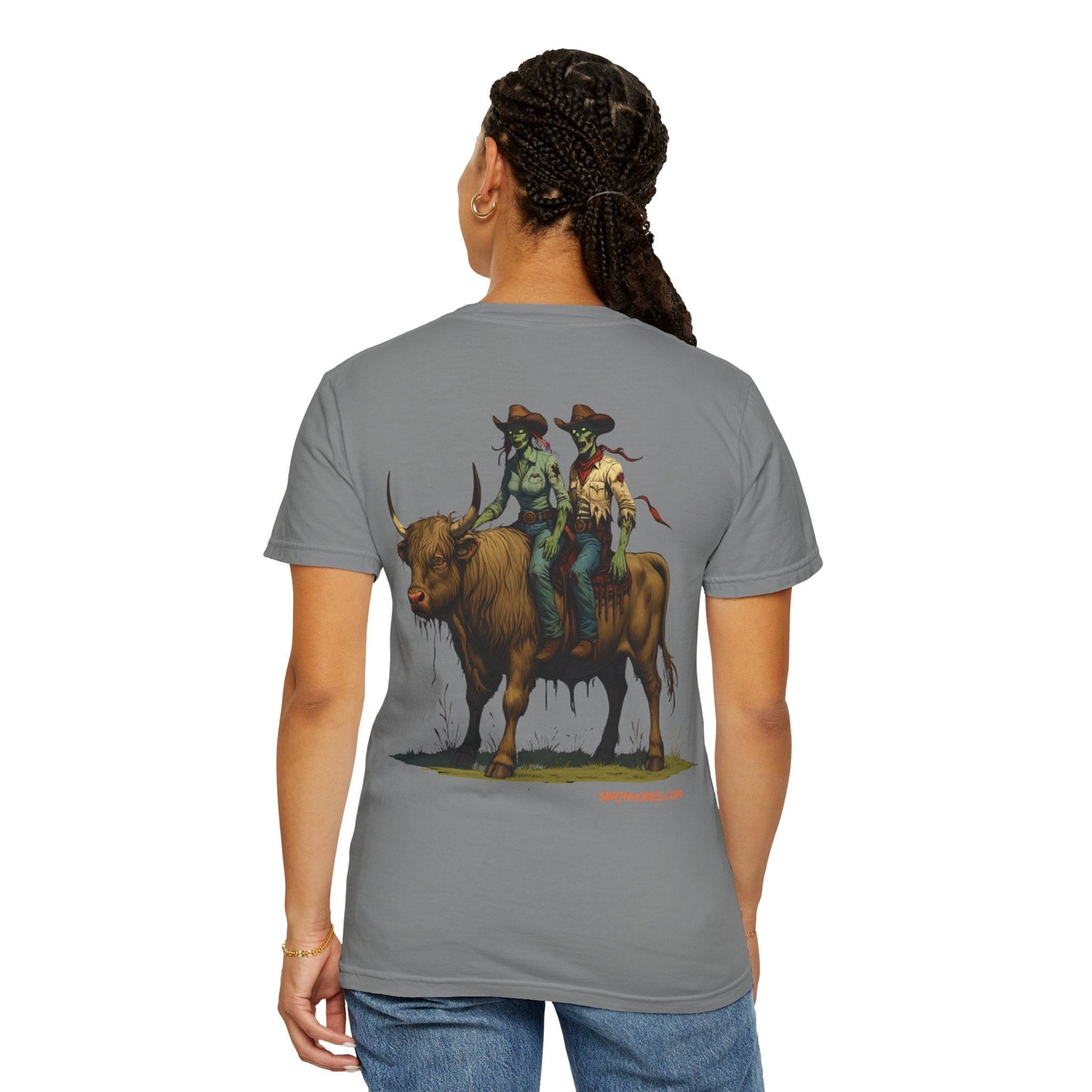 Zombie Cowboy Couple Tee – Undead Romance in the Wild West | Halloween Shirts – Black T-Shirt by Printify