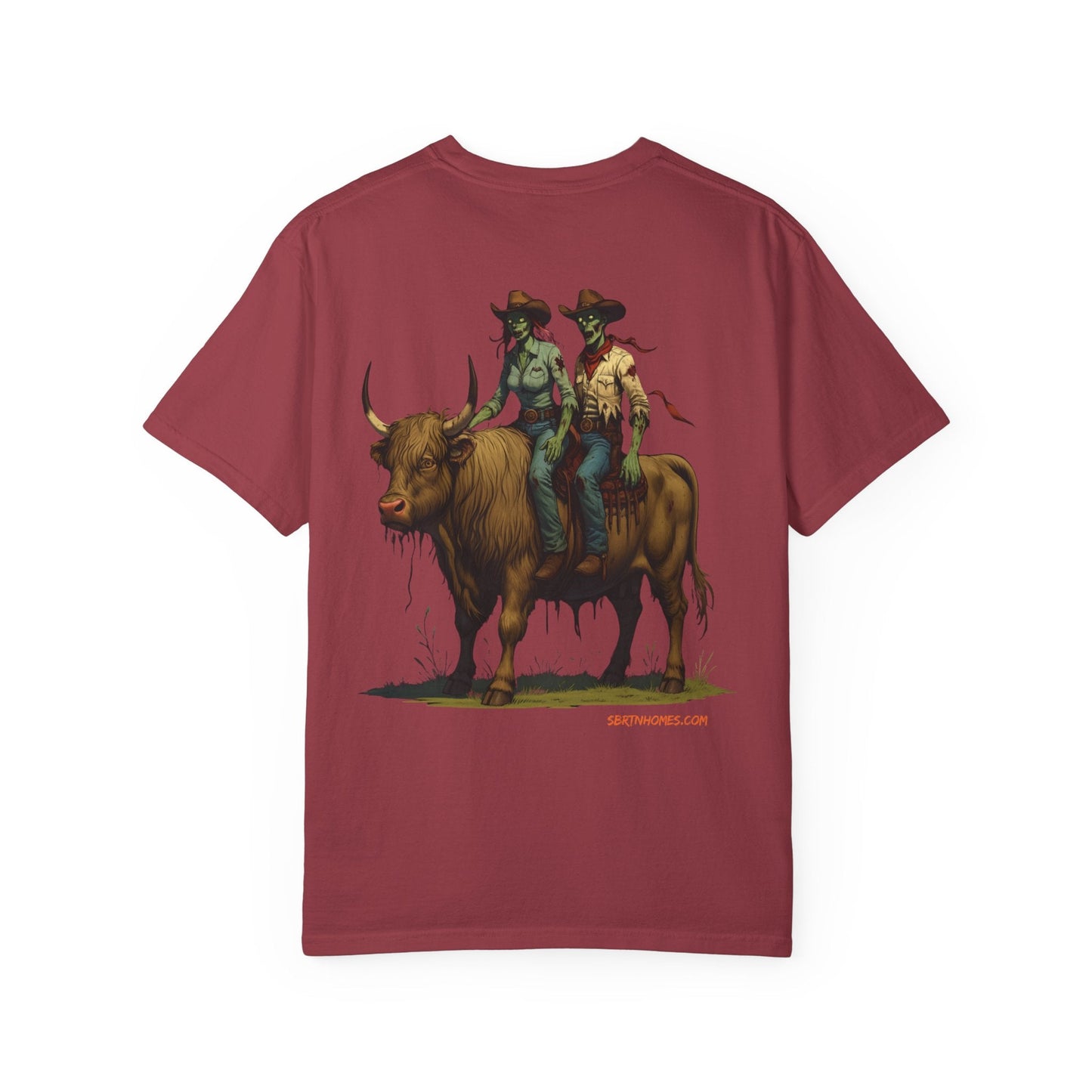 Zombie Cowboy Couple Tee – Undead Romance in the Wild West | Halloween Shirts – Black T-Shirt for Casual Outfit Idea (44 view)