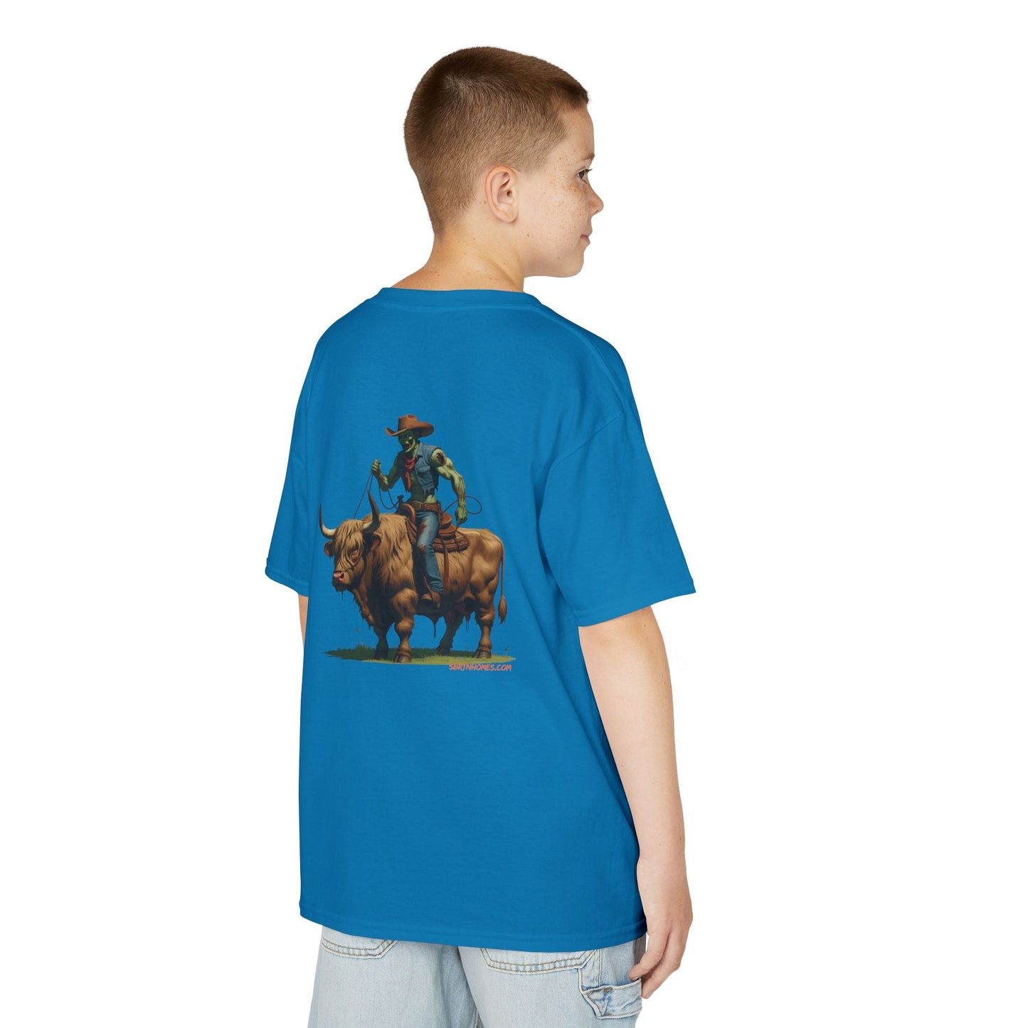 Zombie Cowboy Kids Tee – Undead Rider of the Apocalypse | Halloween Western Shirt – Sapphire Kids clothes for Animal Graphic Tee (8 view)