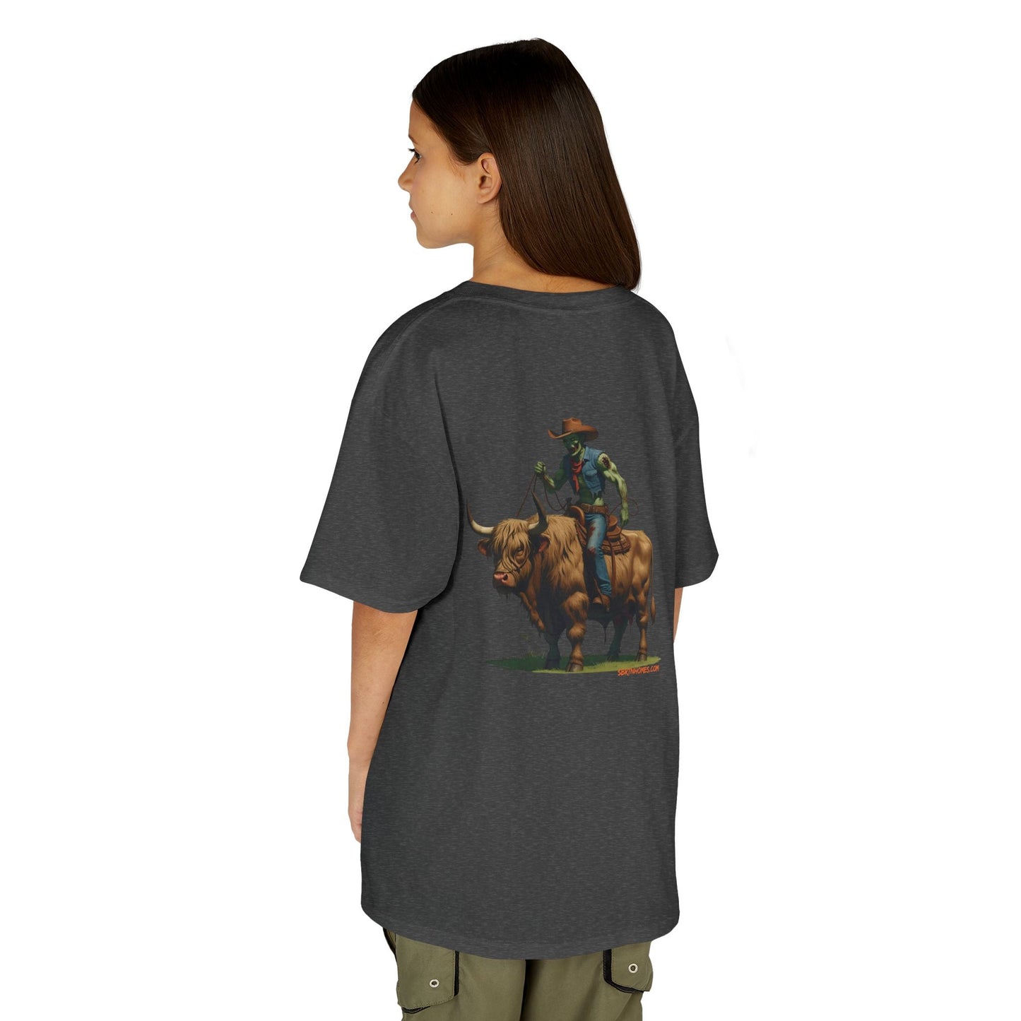 Zombie Cowboy Kids Tee – Undead Rider of the Apocalypse | Halloween Western Shirt – Black Kids clothes by Printify