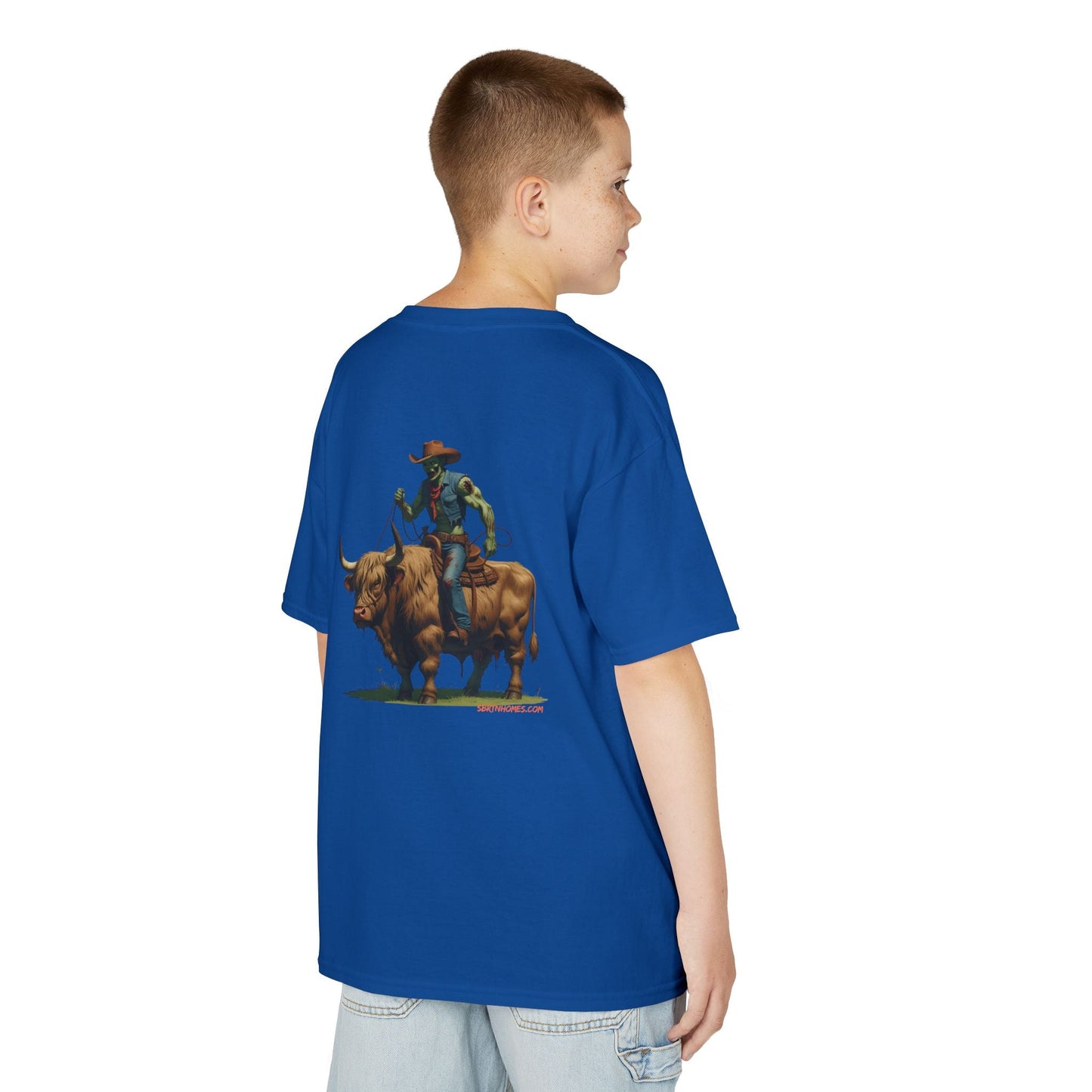 Zombie Cowboy Kids Tee – Undead Rider of the Apocalypse | Halloween Western Shirt – Royal Kids clothes for Animal Graphic Tee (28 view)