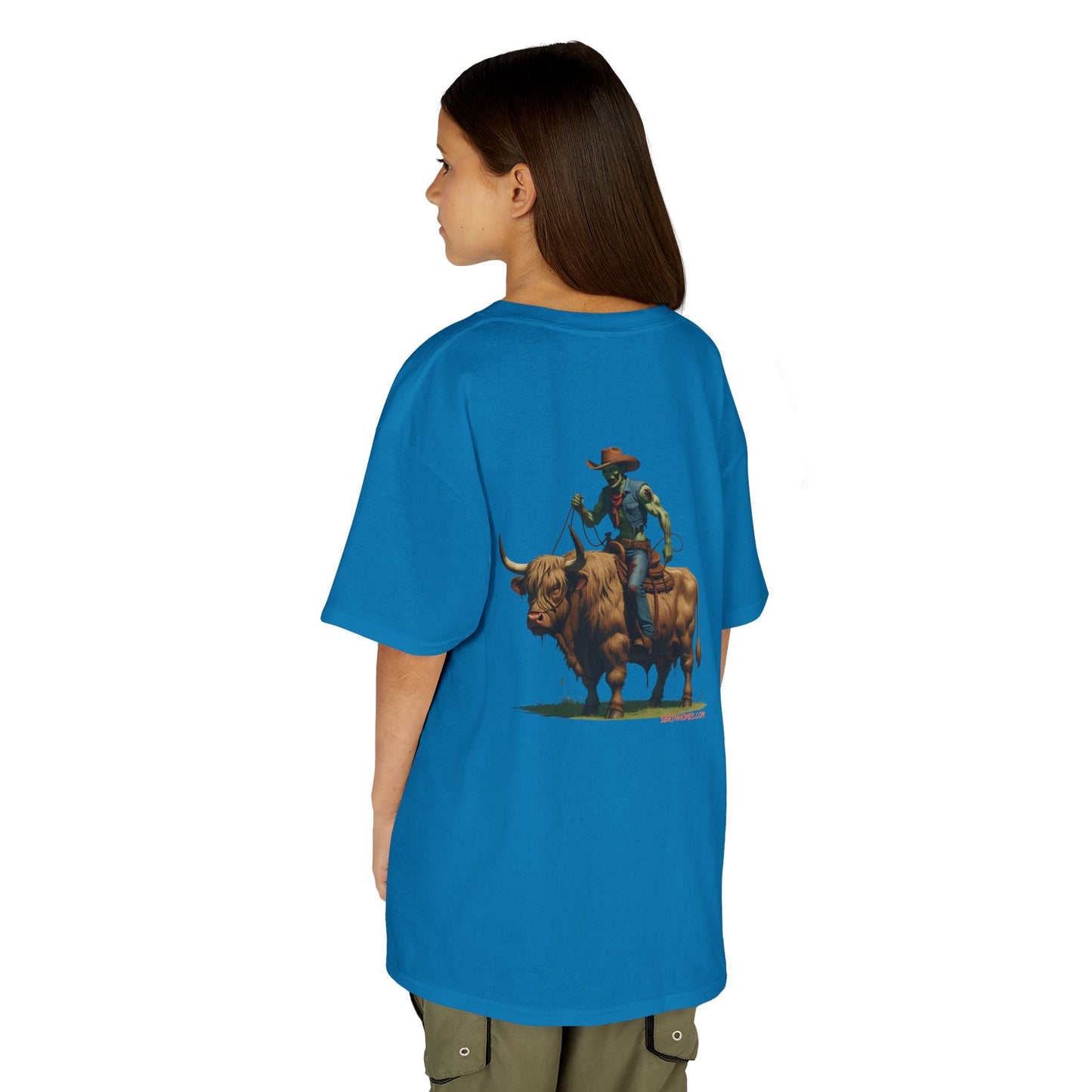 Zombie Cowboy Kids Tee – Undead Rider of the Apocalypse | Halloween Western Shirt – Purple Kids clothes for Animal Graphic Tee (6 view)