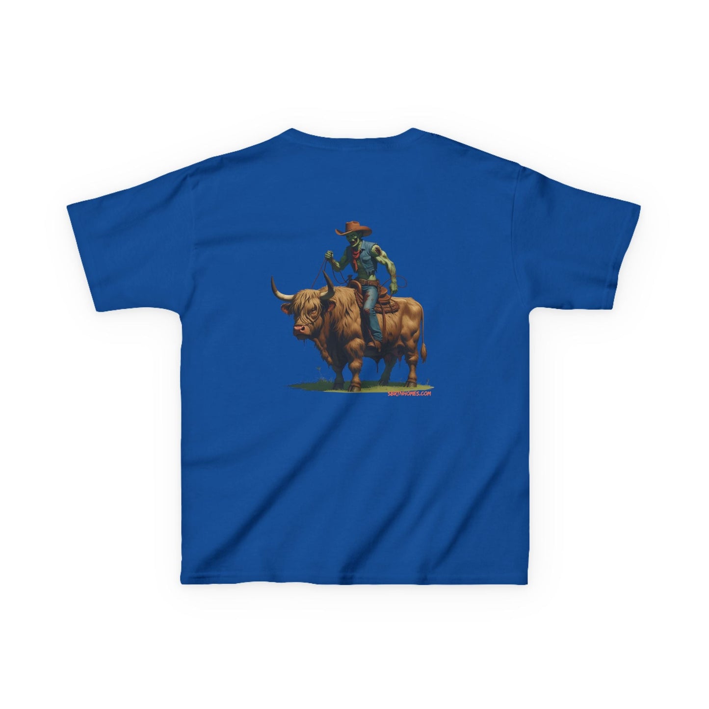Zombie Cowboy Kids Tee – Undead Rider of the Apocalypse | Halloween Western Shirt – Dark Heather Kids clothes for Animal Graphic Tee (25 view)