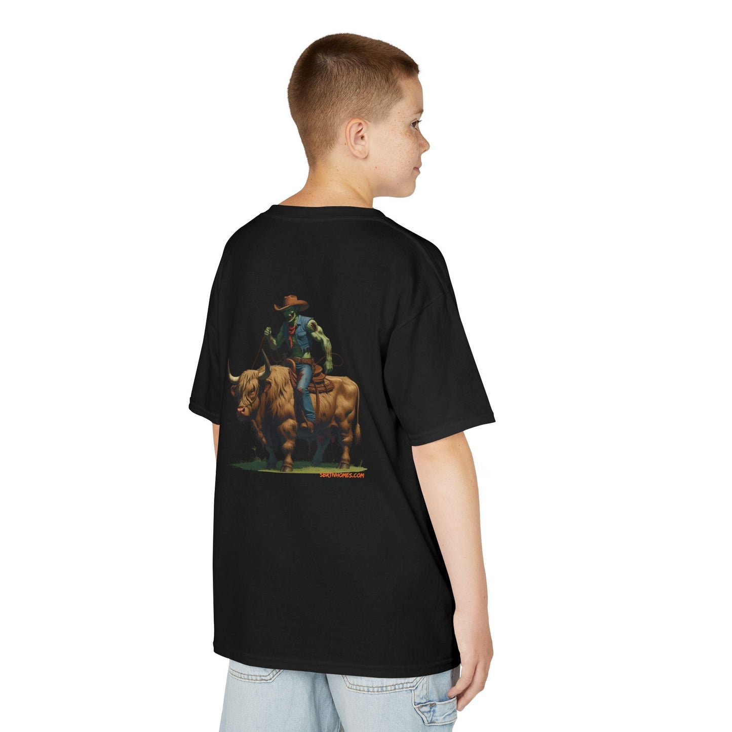 Zombie Cowboy Kids Tee – Undead Rider of the Apocalypse | Halloween Western Shirt – White Kids clothes for Animal Graphic Tee (19 view)