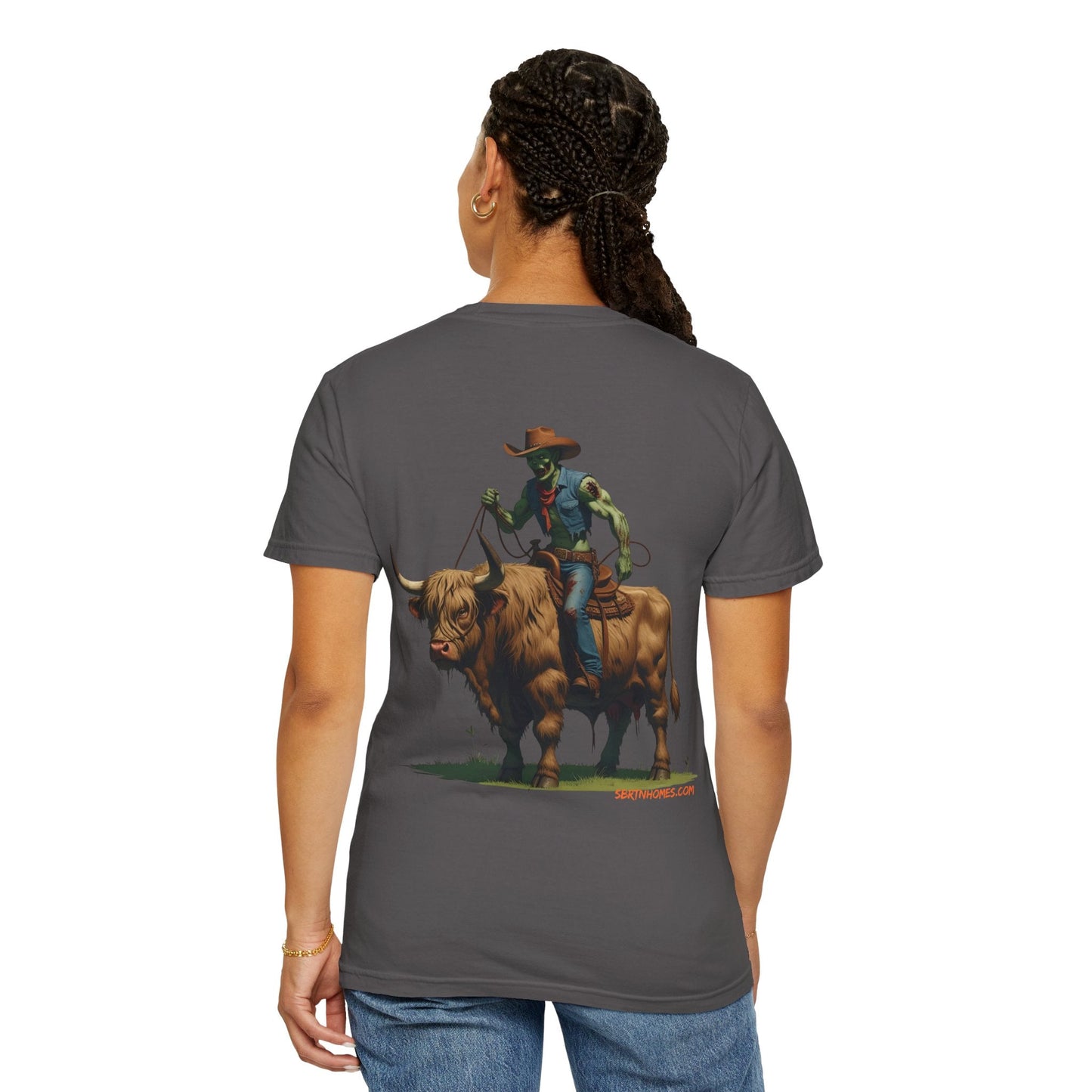 Zombie Cowboy Tee – Undead Rider of the Apocalypse | Halloween Western Shirt – Black T-Shirt by Printify