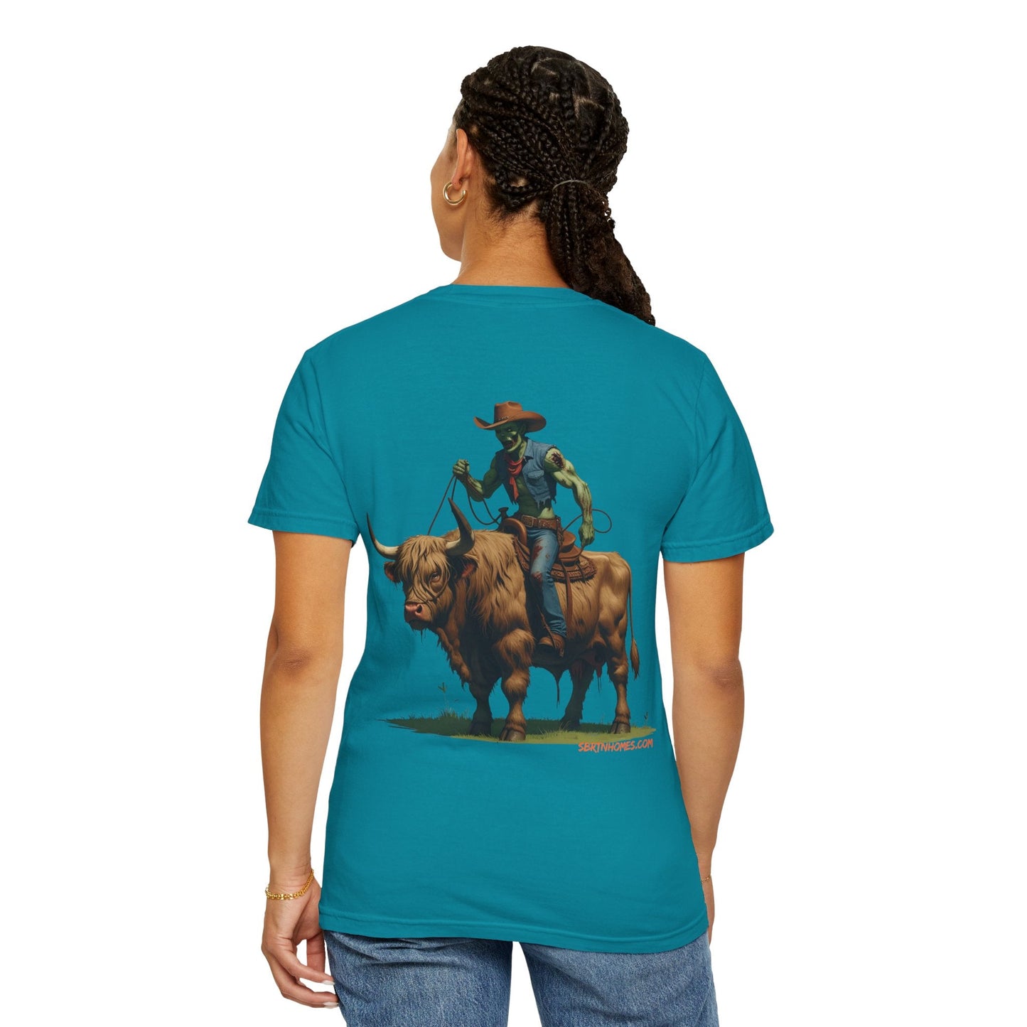 Zombie Cowboy Tee – Undead Rider of the Apocalypse | Halloween Western Shirt – Black T-Shirt by Printify