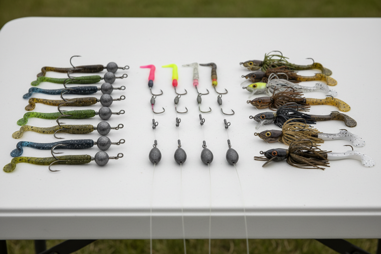 bass fishing rigs with soft plastic lures and hooks
