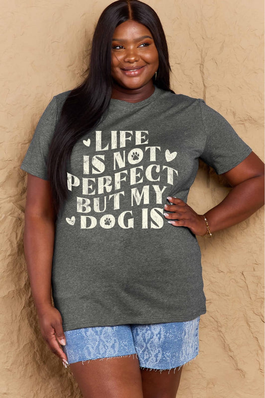 Simply Love Full Size Dog Slogan Graphic Cotton T-Shirt – Charcoal by Simply Love