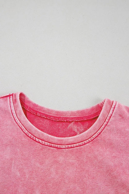 Mineral Wash Raw Edge Ruffle Mini Dress – Dusty Pink by Simply Love