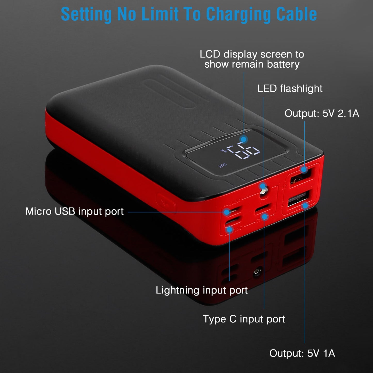 Portable Mini Power Bank – Pocket Charger with LCD Display & Flashlight