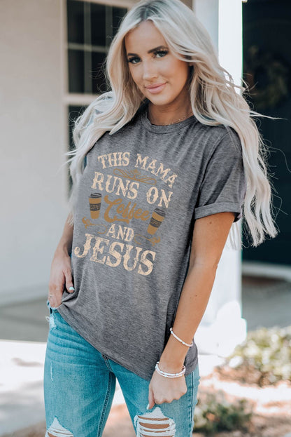 Slogan Graphic Round Neck Tee – Mid Gray by Simply Love