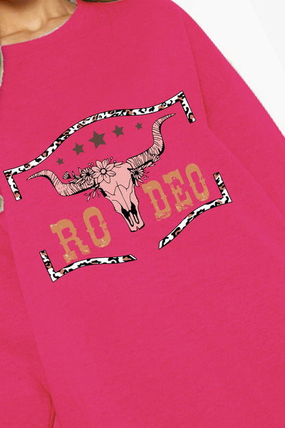 Simply Love Full Size Round Neck Dropped Shoulder RODEO Graphic Sweatshirt – Deep Rose sweater for Shopify Collective (3 view)