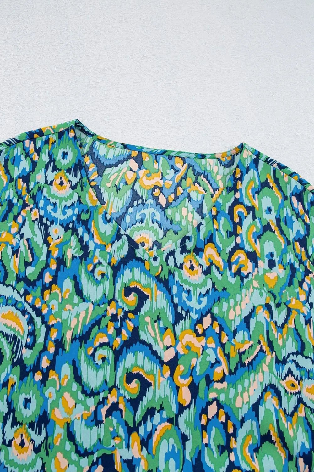 Abstract Print V Neck Half Sleeve Loose Fit Blouse – Turquoise for Shopify Collective (5 view)