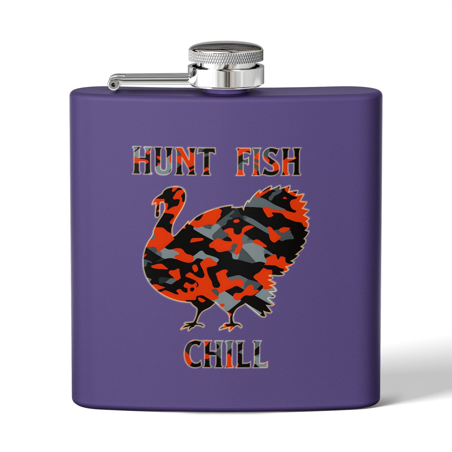 Hunting-Themed Stainless Steel Flask - "Hunt Fish Chill"