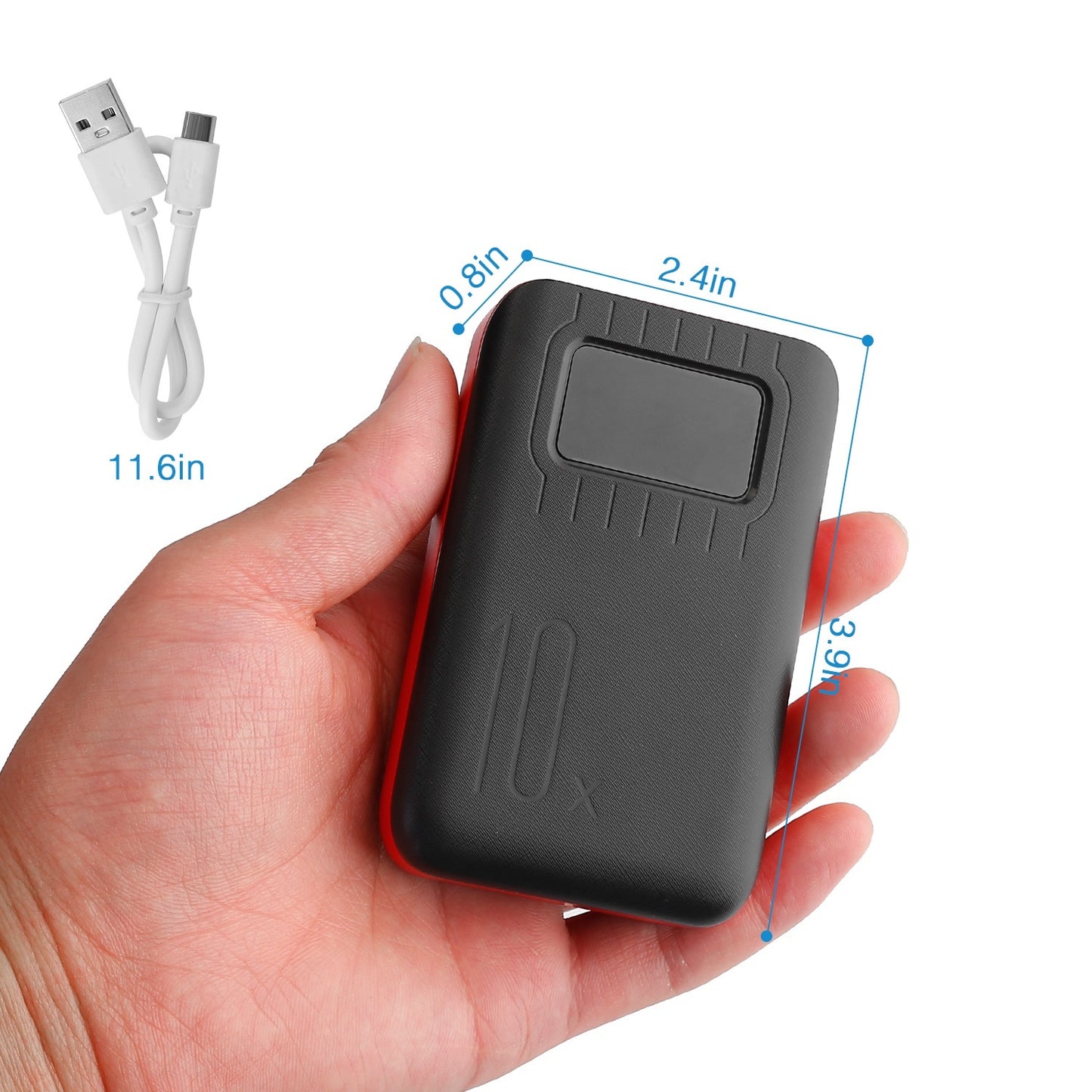 Portable Mini Power Bank – Pocket Charger with LCD Display & Flashlight