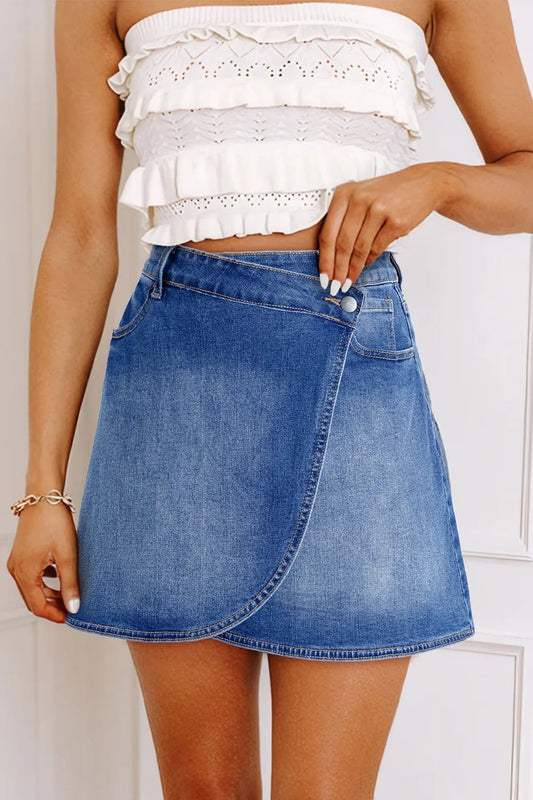 Wrapped Crossed Waist Denim Mini Skirt – Medium for Shopify Collective (1 view)