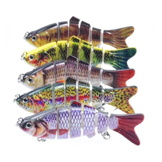 10cm Multi - Section Bionic Fishing Lure – 6 - Segment ABS Swimbait with 3D Eyes & Treble Hooks | Freshwater & Saltwater – 1 Fishing Gear for 6 Segment Lure (2 view)