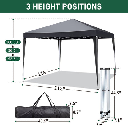10x10 ft Outdoor Canopy Tent – Dark Grey with 4 Sidewalls, 2 Doors & Windows | Portable Folding Shelter – Dark gray Tent for backyard (2 view)