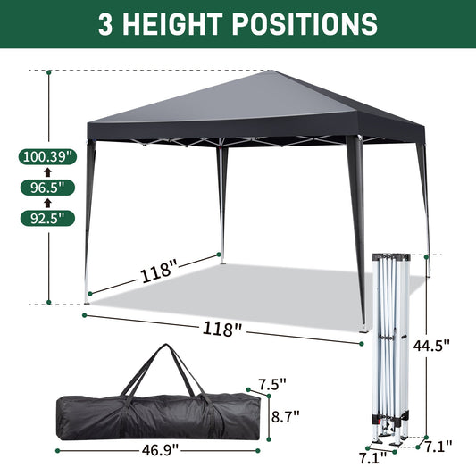 10x10 ft Outdoor Canopy Tent – Dark Grey with 4 Sidewalls, 2 Doors & Windows | Portable Folding Shelter – Dark gray Tent for backyard (2 view)