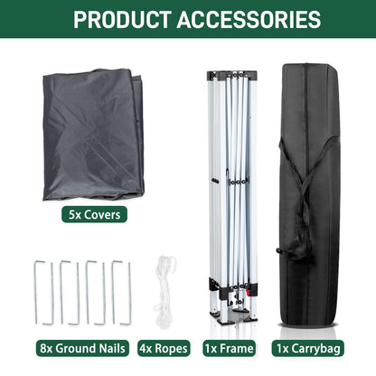 10x10 ft Outdoor Canopy Tent – Dark Grey with 4 Sidewalls, 2 Doors & Windows | Portable Folding Shelter – Dark gray Tent for backyard (4 view)