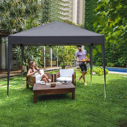 10x10 ft Outdoor Canopy Tent – Dark Grey with 4 Sidewalls, 2 Doors & Windows | Portable Folding Shelter – Dark gray Tent for backyard (3 view)
