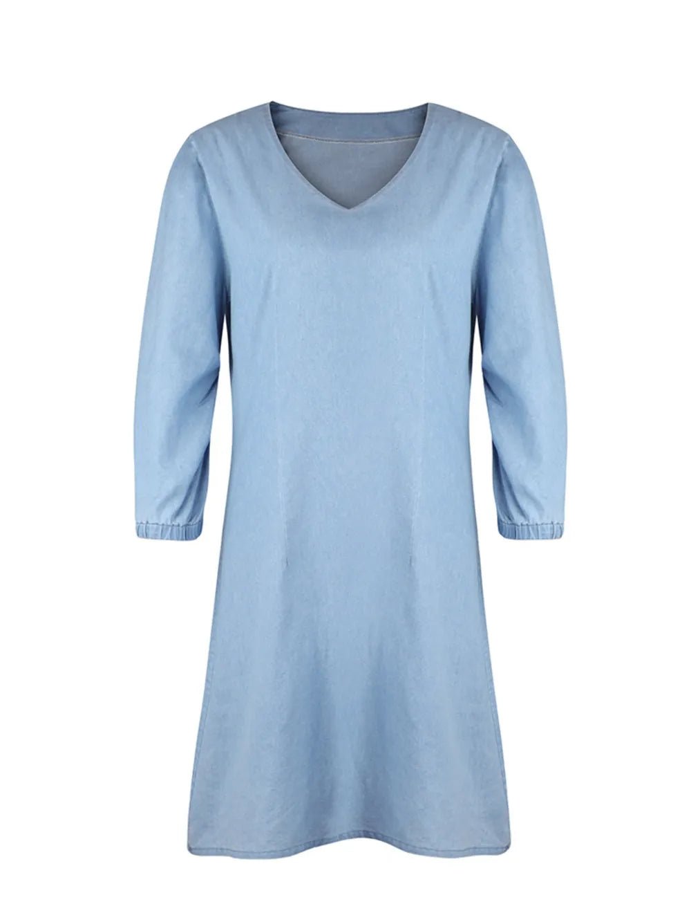 Full Size V - Neck Half Sleeve Dress – Light Blue for Best Sellers (5 view)