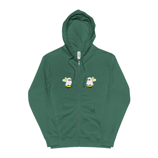 Green hoodie with cartoon duck designs on a white background
