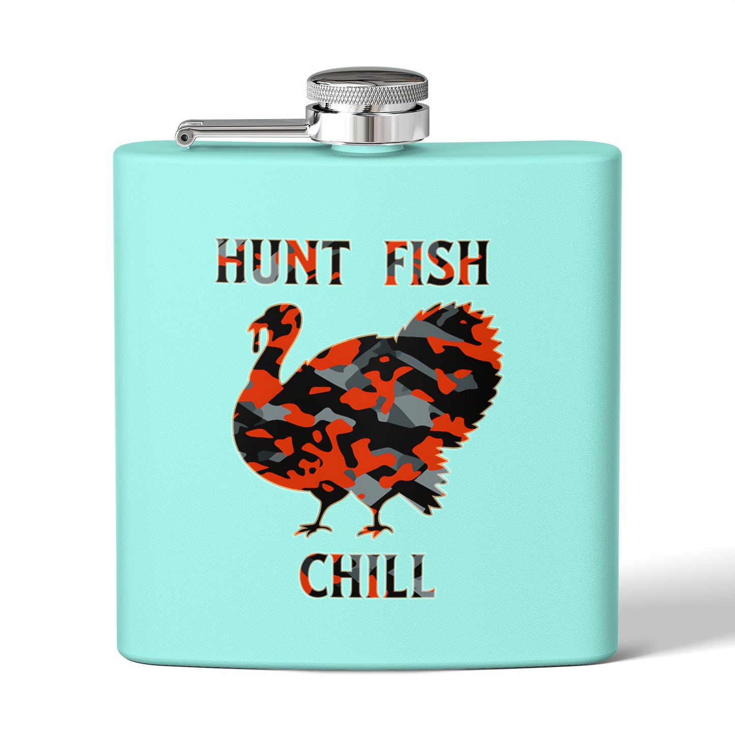 Hunting-Themed Stainless Steel Flask - "Hunt Fish Chill"
