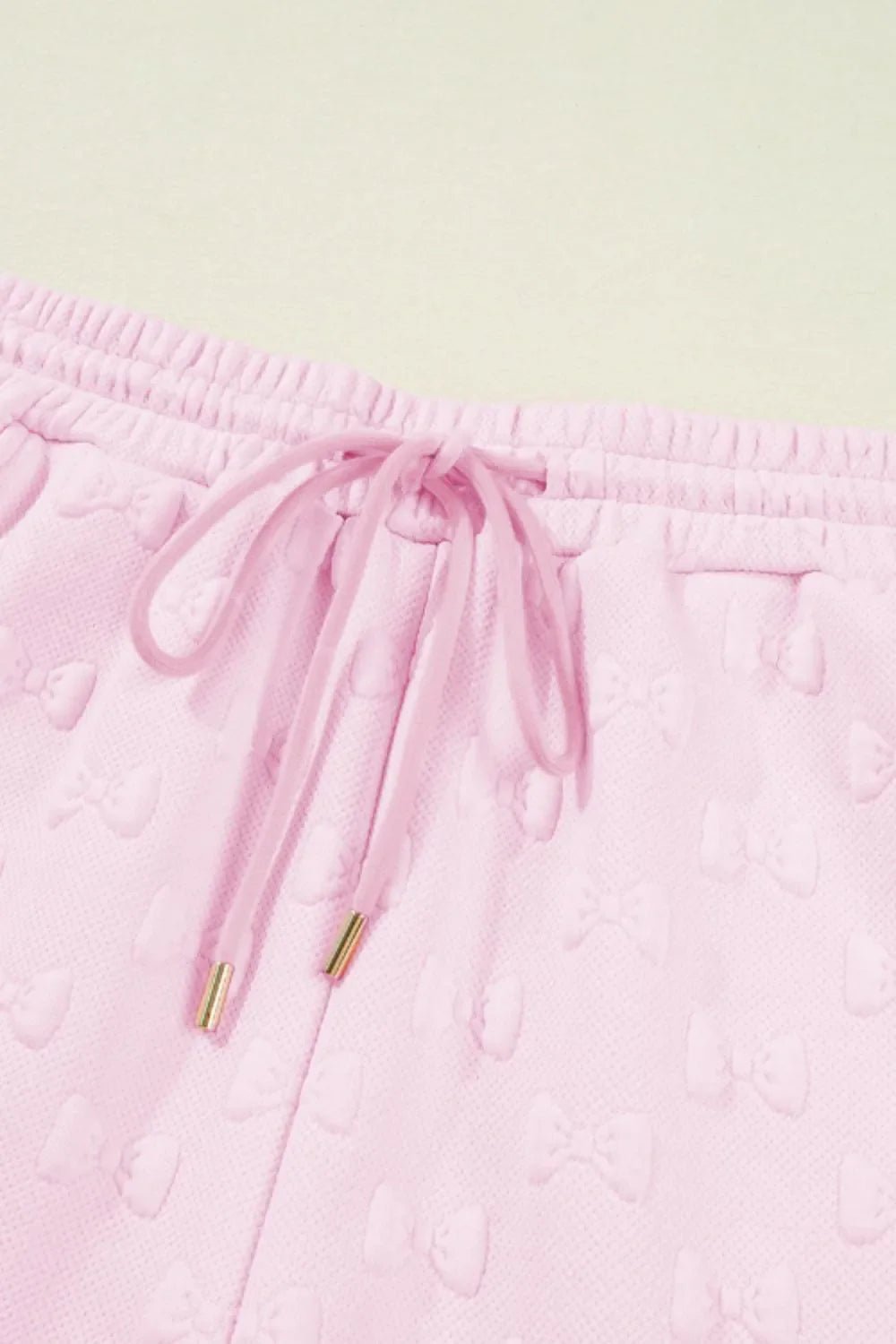 Bow Jacquard Ruffle Cap Sleeve Top and Shorts Set – Blush Pink for Shopify Collective (9 view)
