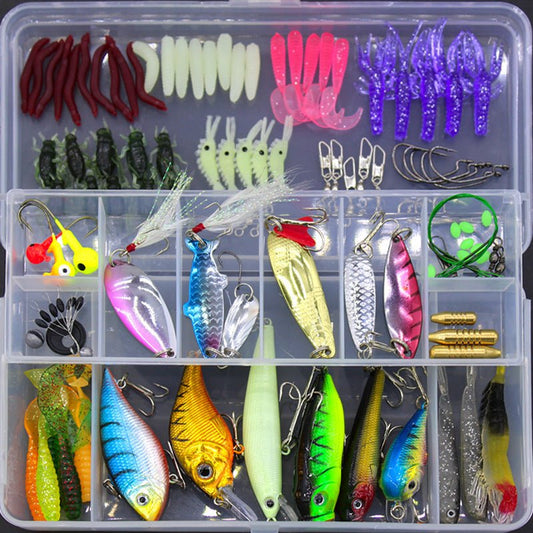 100 Piece Fishing Lure Set – Soft Bait & Hooks Kit with – Colorful Fishing Gear for bass fishing gear (1 view)