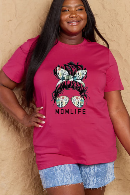 Simply Love Full Size MOM LIFE Graphic Cotton Tee – Deep Rose Women's Top for Shopify Collective (11 view)