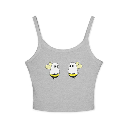 Gray tank top with ghost design on a white background
