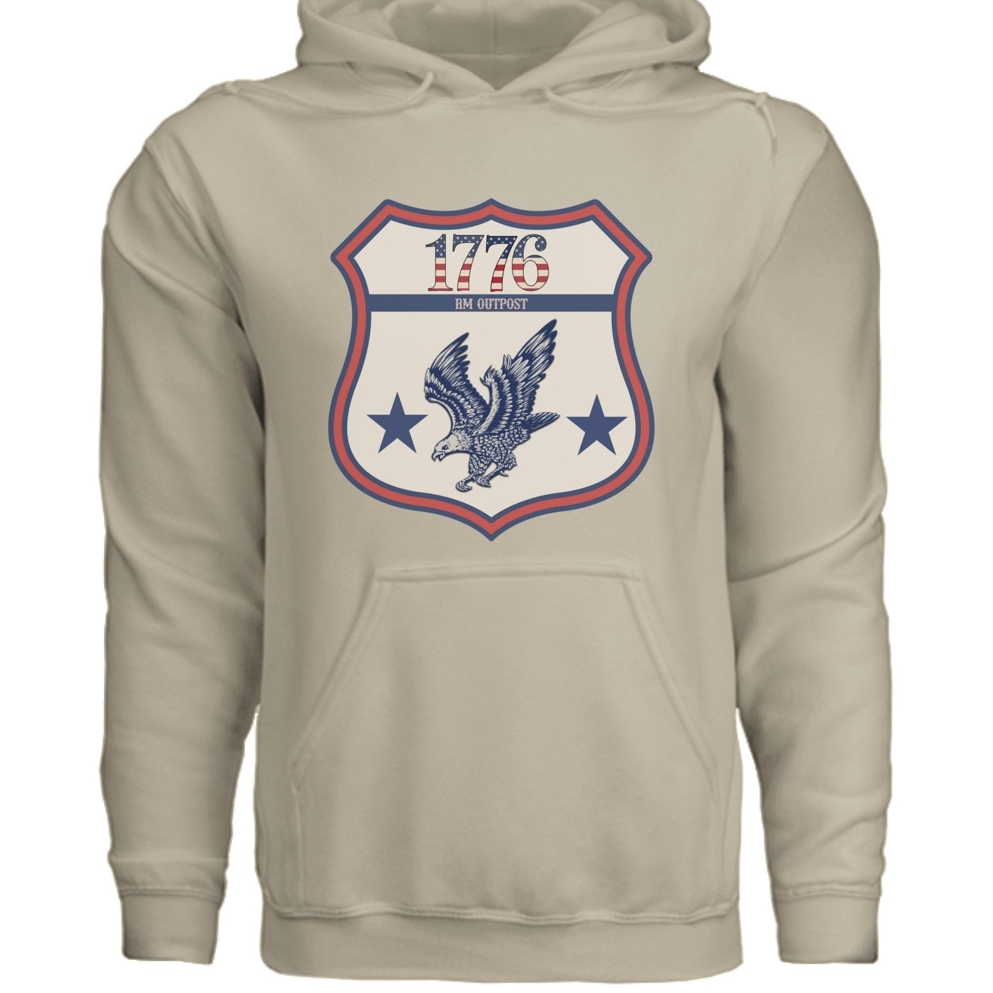 1776 Outpost – Vintage American Patriot Hoodie | Outdoor & Freedom Apparel – Sand Hoodie for 1776 (14 view)