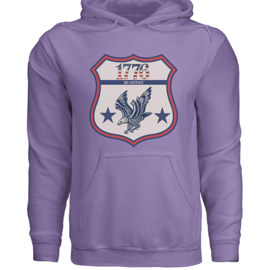 1776 Outpost – Vintage American Patriot Hoodie | Outdoor & Freedom Apparel – Violet Hoodie for 1776 (2 view)