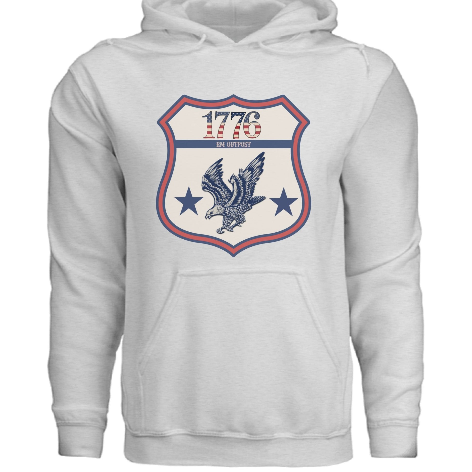 1776 Outpost – Vintage American Patriot Hoodie | Outdoor & Freedom Apparel – Ash Hoodie for 1776 (10 view)