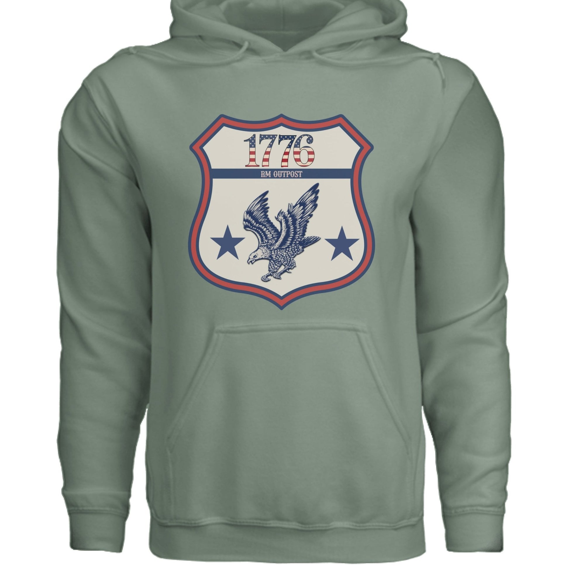 1776 Outpost – Vintage American Patriot Hoodie | Outdoor & Freedom Apparel – Sage Hoodie for 1776 (4 view)