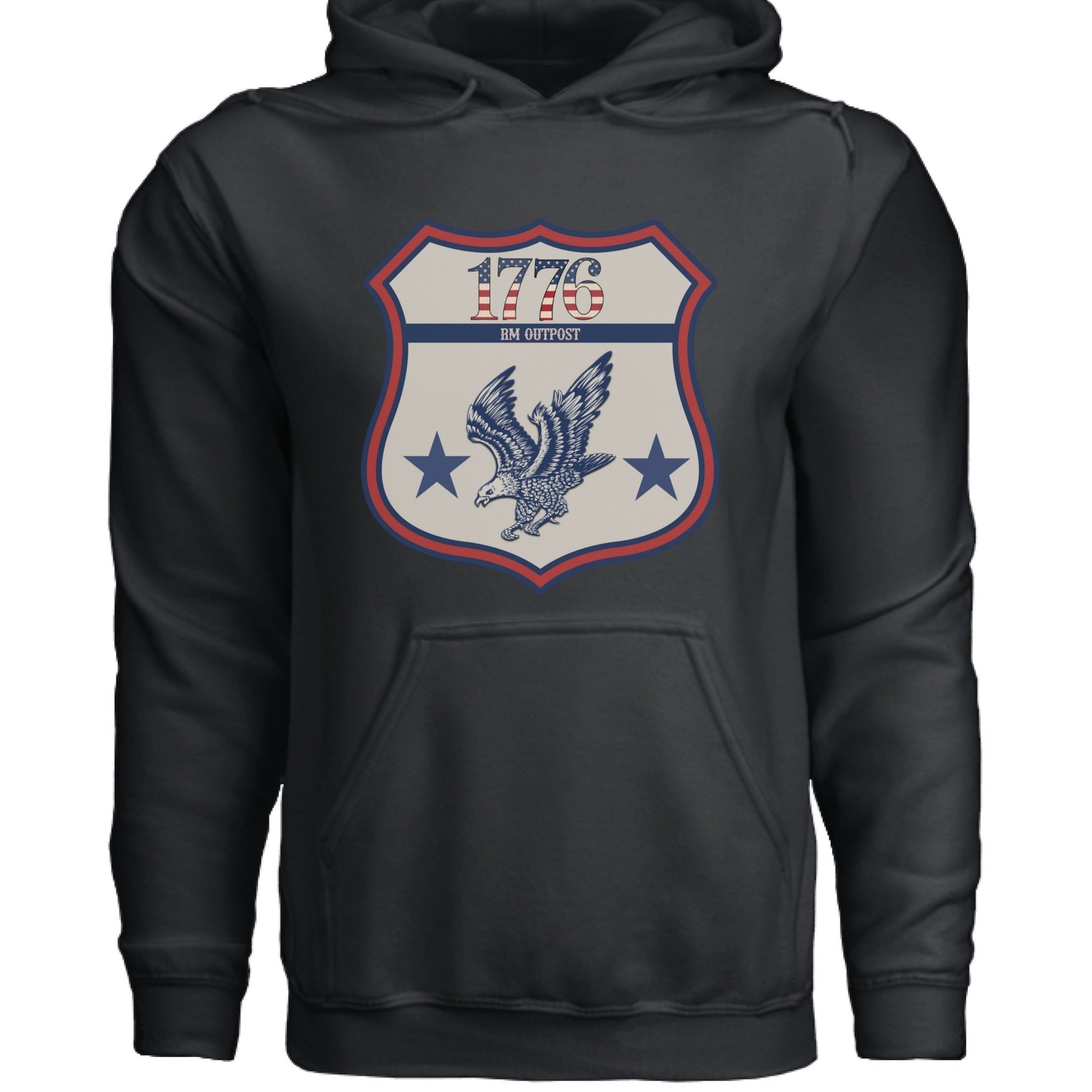 1776 Outpost – Vintage American Patriot Hoodie | Outdoor & Freedom Apparel – Black Hoodie for 1776 (22 view)