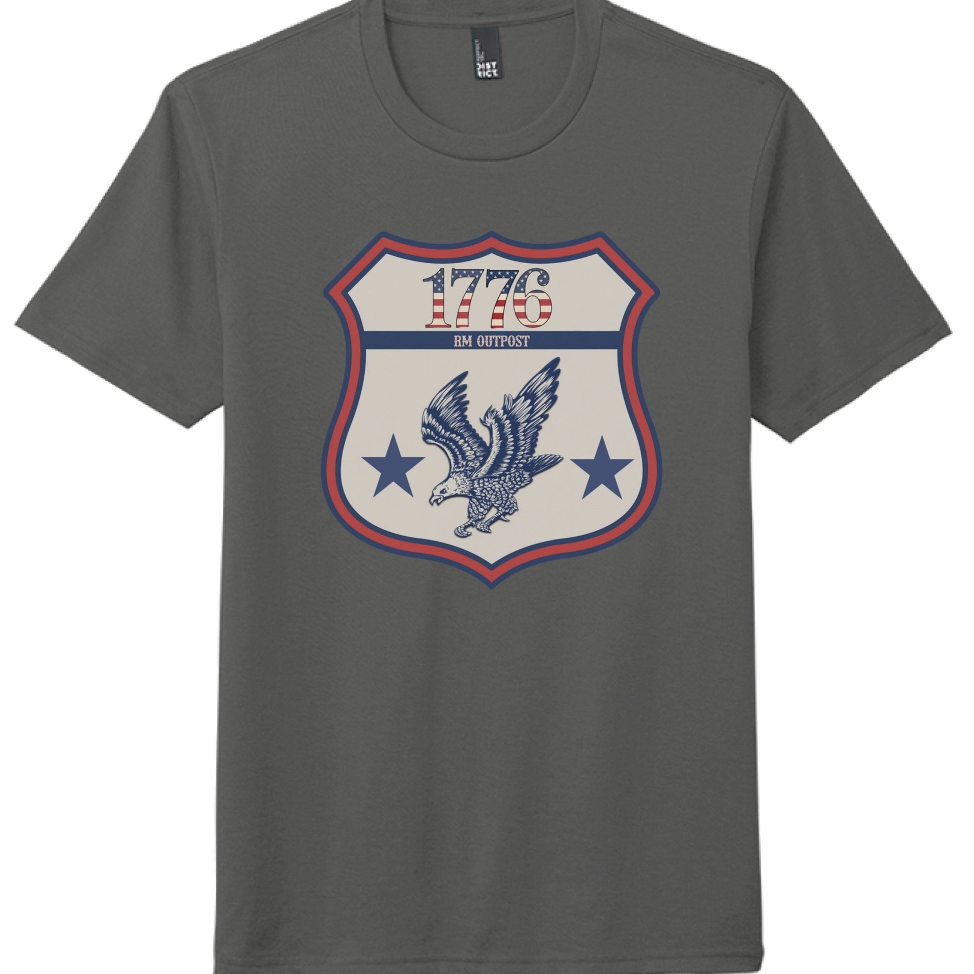 1776 Outpost – Vintage American Patriot Tee | Outdoor & Freedom Apparel – Charcoal T-Shirt for 1776 (32 view)