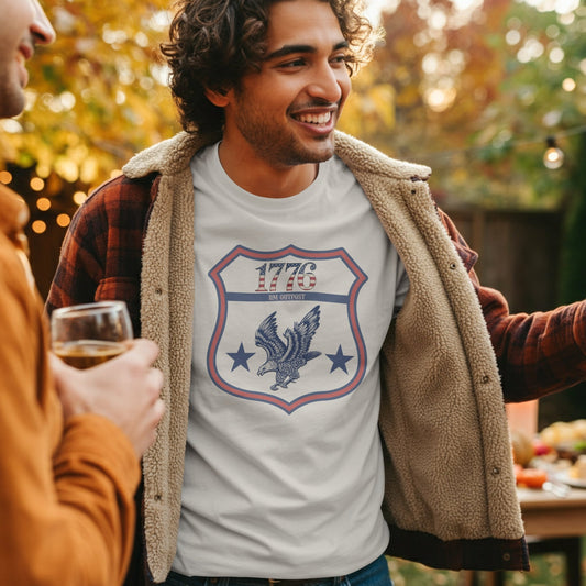 1776 Outpost – Vintage American Patriot Tee | Outdoor & Freedom Apparel – White T-Shirt for 1776 (1 view)