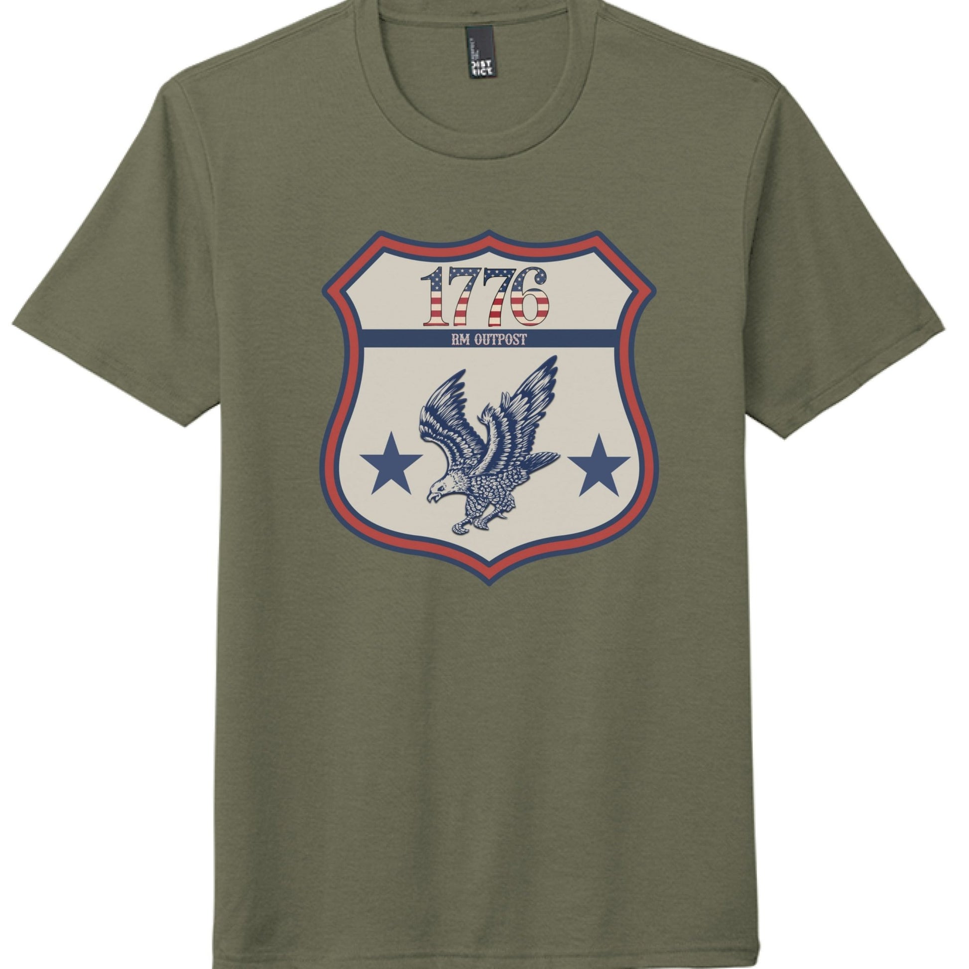 1776 Outpost – Vintage American Patriot Tee | Outdoor & Freedom Apparel – Military Grn F T-Shirt for 1776 (14 view)